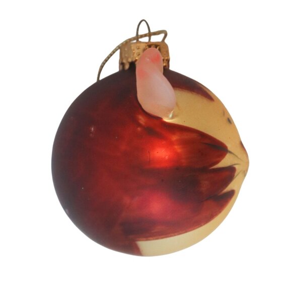 Vintage Round Striped Cat Kitty Face Christmas Tree Ornament Glass - Picture 2 of 4